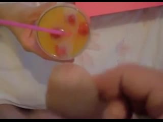 girl drinks cocktail with sperm